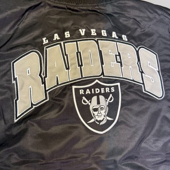NFL Las Vegas Raiders Bomber Jacket Button up Coat Youth M (10-12) MSRP $130 - Picture 3 of 10